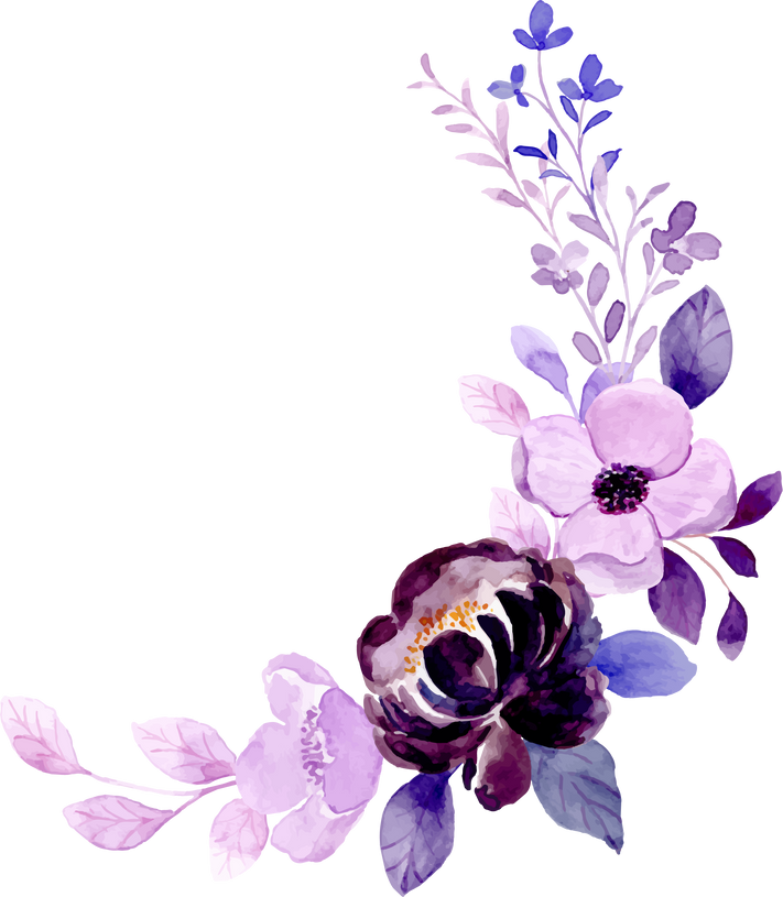 Purple Watercolor Flower Bouquet