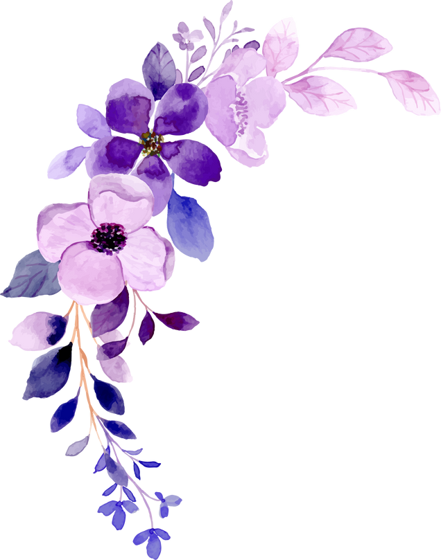 Purple Watercolor Flower Bouquet